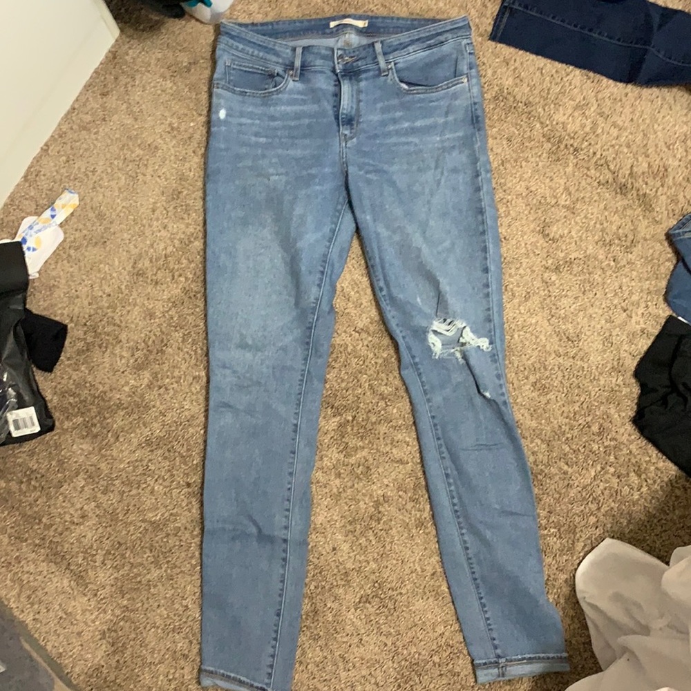 Levi Light Wash Distressed 711 Jeans Tall